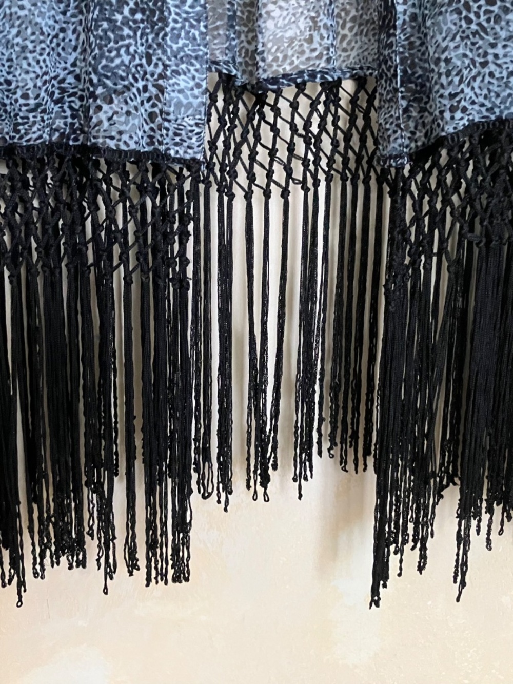 CLUB Z COLLECTION - BLACK/GREY OPEN KAFTAN SHEER COVERUP WITH FRINGE SIZE S/M - Picture 3 of 7